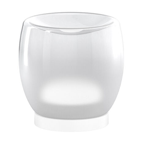 Abatjour Contemporaneo Drum Metallo Bianco Vetro 1 Luce Led 6W Calda