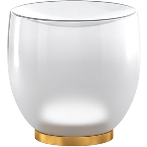 Abatjour Contemporaneo Drum Metallo Oro Vetro Bianco 1 Luce Led 12W Calda