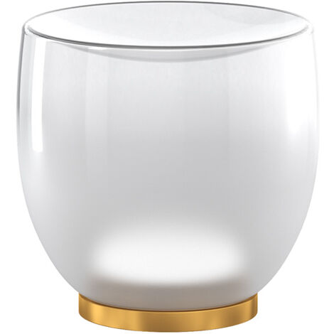 Abatjour Contemporaneo Drum Metallo Oro Vetro Bianco 1 Luce Led 12W Calda