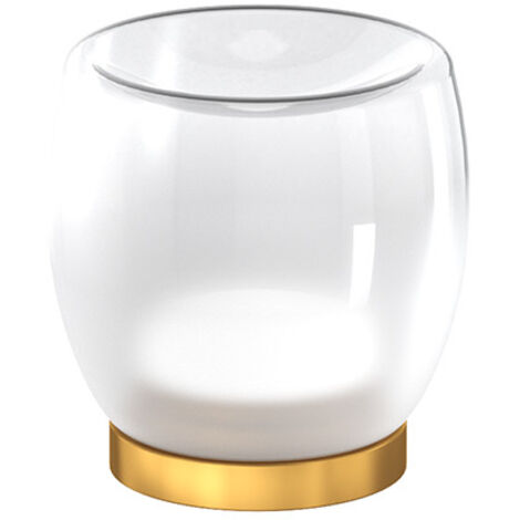 Abatjour Contemporaneo Drum Metallo Oro Vetro Bianco 1 Luce Led 6W Calda
