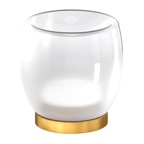 Abatjour Contemporaneo Drum Metallo Oro Vetro Bianco 1 Luce Led 6W Calda