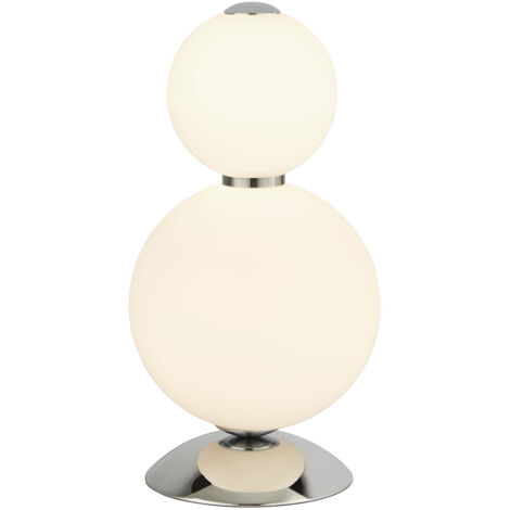 Abatjour Contemporaneo Snow Ball Acciaio Cromo Vetro Bianco Led 15W 3000K