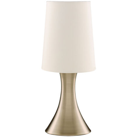 Abatjour Contemporaneo Tocco Acciaio Ottone Tessuto Crema 1 Luce E14