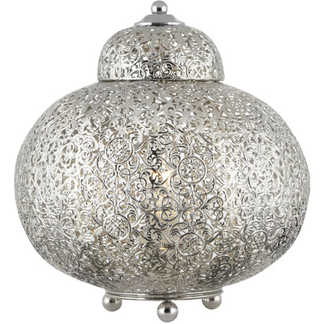 Abatjour Contemporaneo Traforo Acciaio Grigio 1 Luce E27