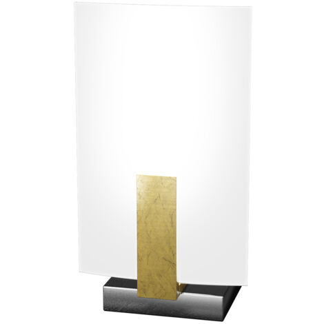 Abatjour Contemporaneo Wood Metallo Foglia Oro Vetro Bianco 1 Luce G9