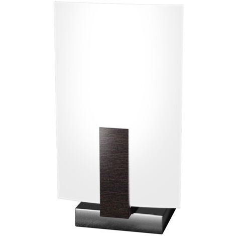 Abatjour Contemporaneo Wood Metallo Nerowengè Vetro Bianco 1 Luce E27