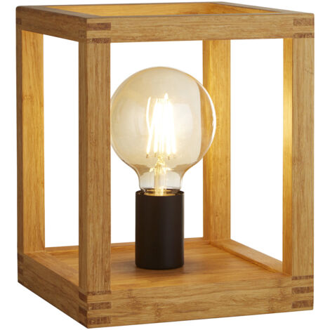 Abatjour Industrial-Nordico Square Legno Marrone Nero 1 Luce E27