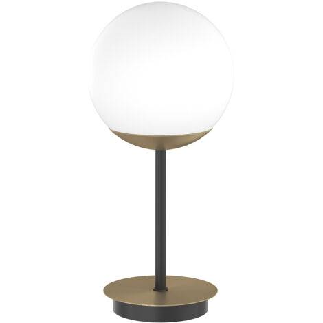 Abatjour Moderno Clear Metallo Nero E Ottone Vetro Bianco 1 Luce E27