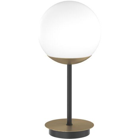Abatjour Moderno Clear Metallo Nero E Ottone Vetro Bianco 1 Luce E27
