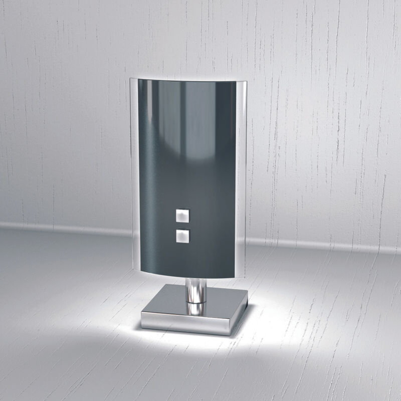 Abatjour Moderno Tray Metallo Bianco Vetro Nero 1