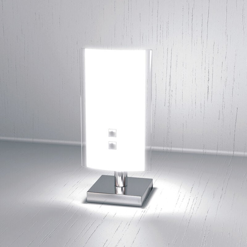 Abatjour Moderno Tray Metallo e Vetro Bianco 1