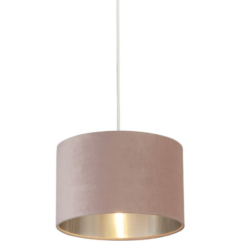 Abatjour velours rose avec intérieur argenté Diamètre 28cm x Hauteur 18cm