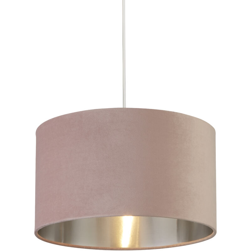 Searchlight - Abatjour velours Rose avec intérieur argenté Diamètre 38cm x Hauteur 22cm