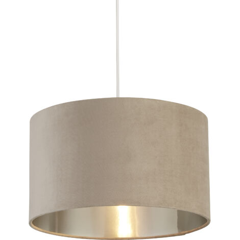 Abatjour velours Taupe avec intérieur argenté Diamètre 38cm x Hauteur 22cm