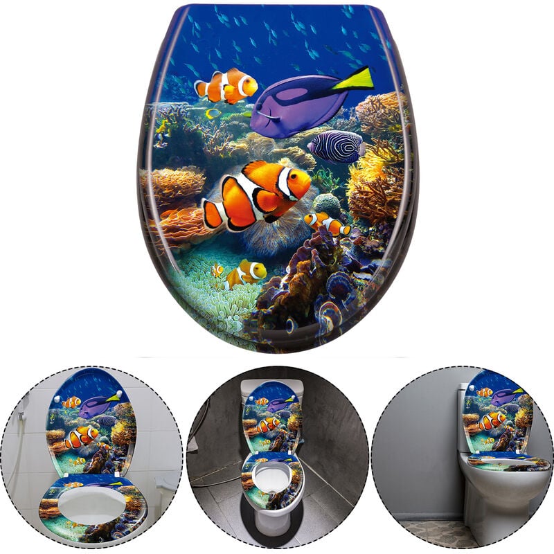 Hengmei - Abattant adulte pour wc Frein de Chute avec système Soft Close Fixation Facile Charnières Robustes Finition de Haute qualité(Monde sous