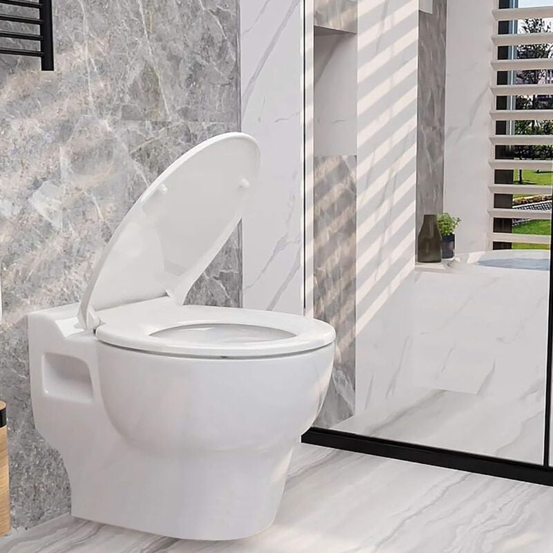 Hauss Spole - Abattant adulte pour WC,Toilettes/salle de bains, housse de siège de toilette, avec outils d'installation 2 jeux de charnières - a
