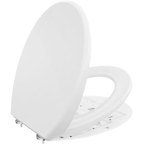 Abattant de toilette avec mécanisme de fermeture en douceur, abattant de toilette en Duroplast blanc, dégagement rapide