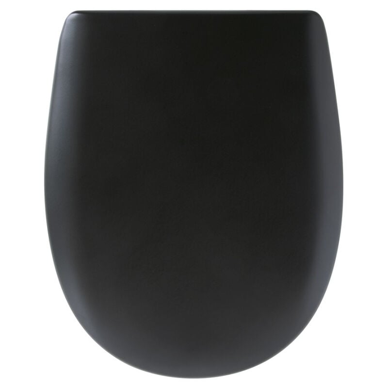Olfa - Abattant wc noir de forme ovale en bois réticulé® déclipsable charnières inox nf - Ariane