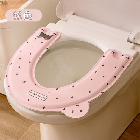 Abattant de toilettes imperméable et lavable en EVA, modèle universel en forme de U, renforcé et avec poignée, motif dessin animé - Gris-bleu(lot de 2)
