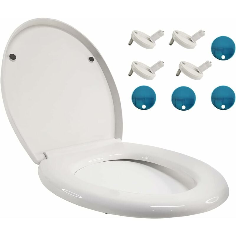 Hsha - Abattant de wc ovale avec système d'abaissement automatique blanc avec fermeture rapide