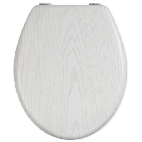 Abattant De Wc Universel En Bois Mdf Résistant Avec Charnières Imprimé Bois Blanc   -3.5     -