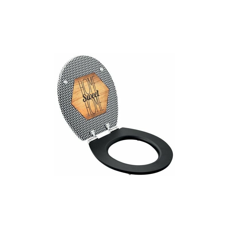 Wirquin - Abattant déclipsable avec frein de chute bois compressé Home sweet home multicolore