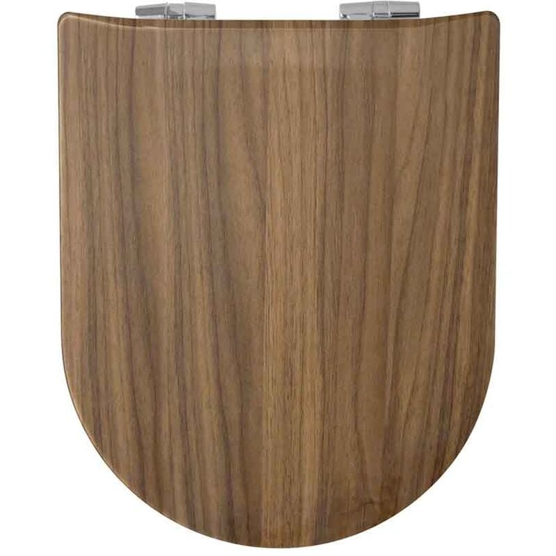 Abattant wood slim déclipsable en imitation bois de noyer Marron Clair 36.5x47.5 cm