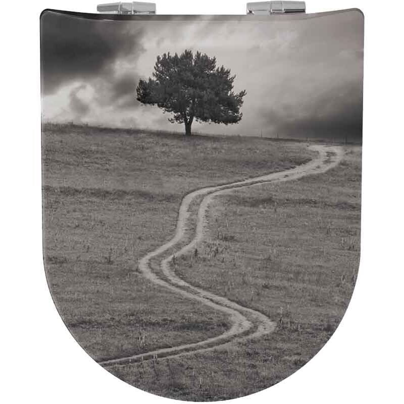 Abattant Double OLFA Déclipsable "Chemin" Gris Perle 47x36.5 cm