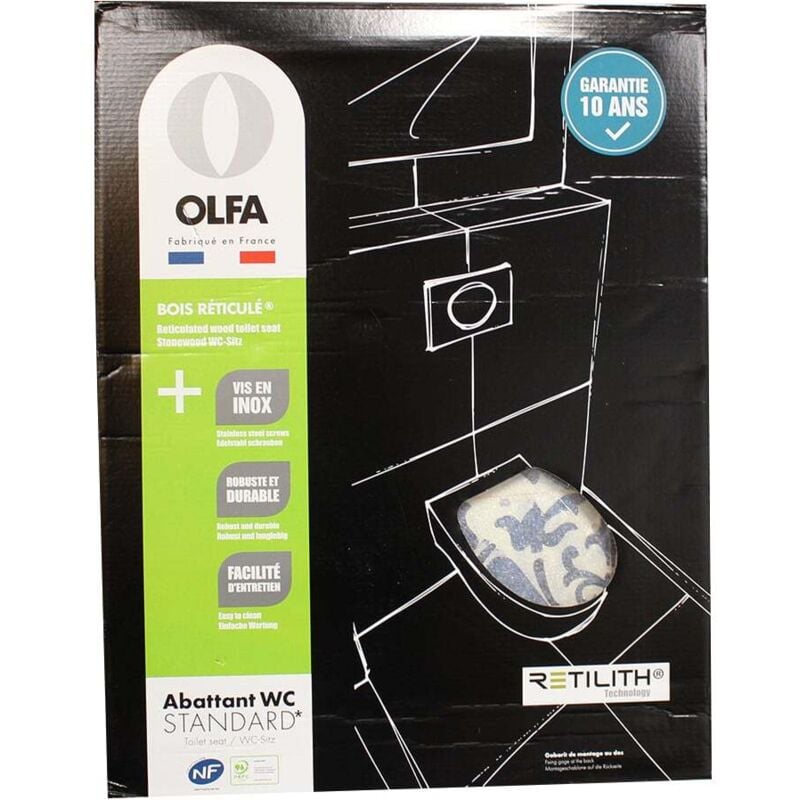 Abattant wc Wood Slim Sintra Brillant -descente assistée et Déclipsable Olfa