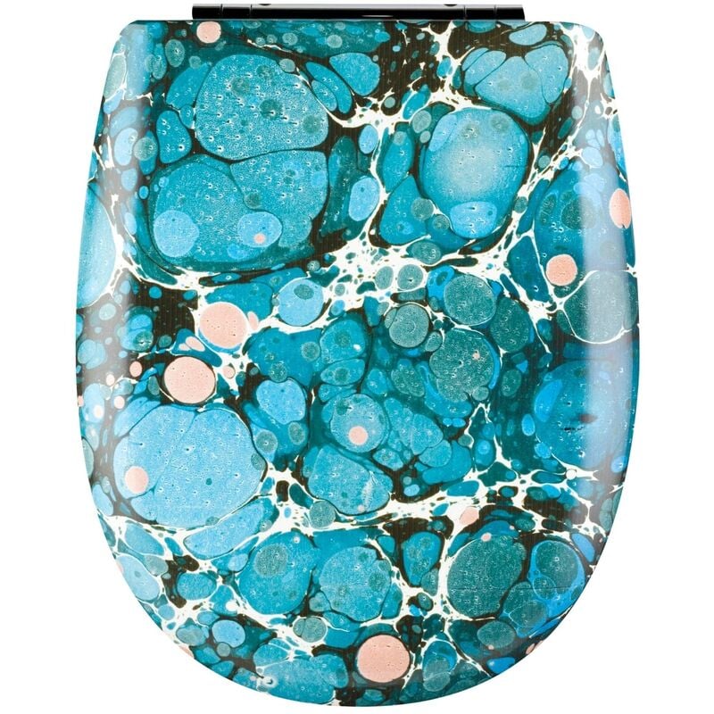 Abattant easy clip avec descente assistée au style pierre précieuse Bleu 49.5x38 cm