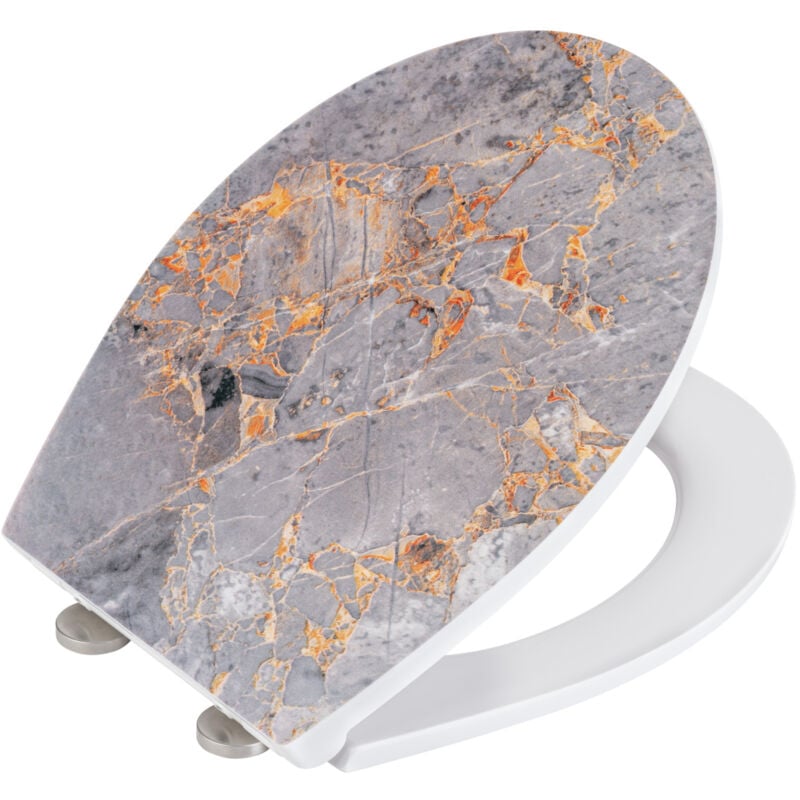 Wenko - Abattant Grey Marble, Duroplast embossed