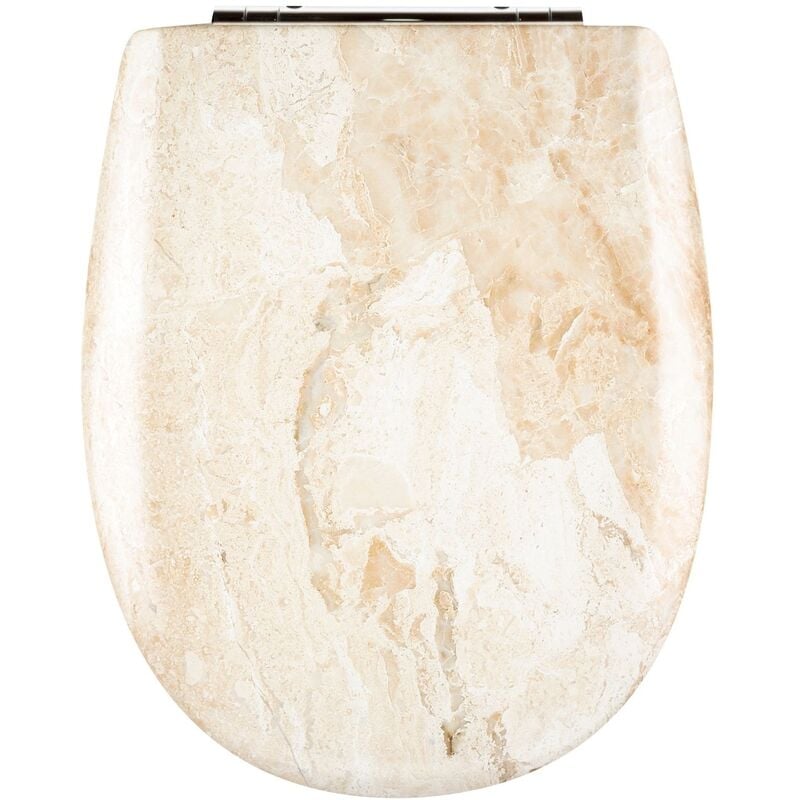 Abattant Olfa easy clip avec descente assistée - Effet marbre brillant Beige 49.5x38 cm