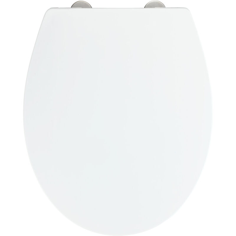 Wenko - Abattant wc Ostuni avec frein de chute , Lunette toilettes clipsable avec fixation inox, Assise jusqu'à 300kg, Thermoplastique, 37 x 44,5 cm,