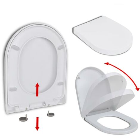 Abattant WC à fermeture en douceur Libération rapide carré blanc