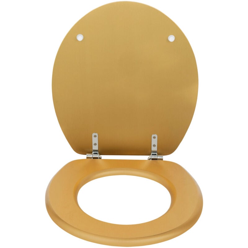 Wenko - Abattant wc or Aldeno mdf 37x41 cm avec fixation inox design élégant en doré mat feuchtigkeitsresistent et facile à nettoyer pour toilettes