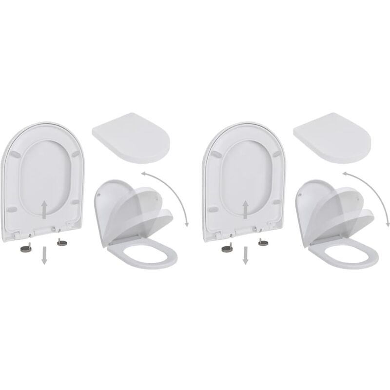 Vidaxl - Abattant wc avec frein de chute 2 pcs Plastique Blanc