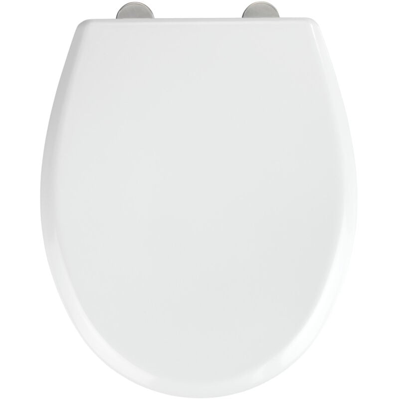 Abattant WC frein de chute Gubbio WENKO, Accessoires WC, Lunette WC clipsable fixation inox, Jusqu'à 350 kg, Duro Plast antibactérien, 37 x 44.5 cm,