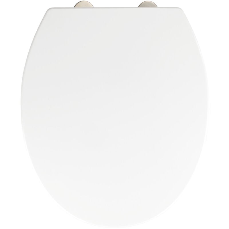 Wenko - Abattant wc avec frein de chute 'easy close' Bironi Premium, fixation inox 'fix clip', Duroplastique, surface antibactérienne, 39x45,5 cm,