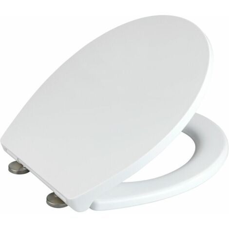Abattant WC avec frein de chute 'Easy Close' Ostuni, abattant WC clipsable Fix Clip avec fixation inox, capacité de charge jusqu'à 300kg, thermoplastique, 37 x 44,5 cm, blanc