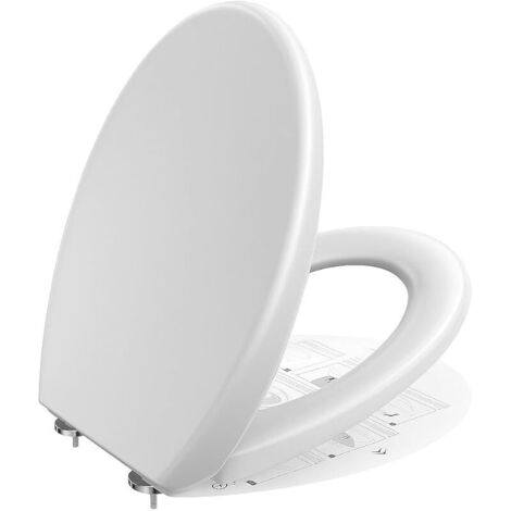 Abattant wc avec Frein de Chute Ovale, Lunette toilette Blanc Clipsable, Abattant Soft Close, Siège Démontable Facile à Installer - Série DERW