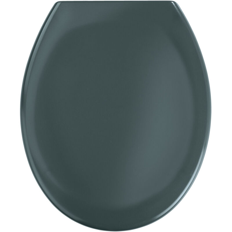 Wenko - Abattant wc avec frein de chute Premium Ottana Gris Foncé, abattant wc clipsable avec fixation en acier inox, Fix-Clip, Duroplast, 37.5 x