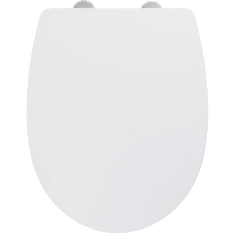 Abattant WC avec frein de chute Tavola WENKO, abattant WC clipsable avec fixation inox technologie "Fix-Clip", design ovale, thermoplastique, 36,5x45 cm, blanc