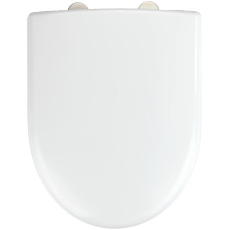 Abattant WC avec frein de chute WENKO , Fixation inox facile, Antibactérien, Idéal usage fréquent (magasin, cabinet médical…), Anti rayures, Duro Plast, 36,5x45,5 cm, Blanc