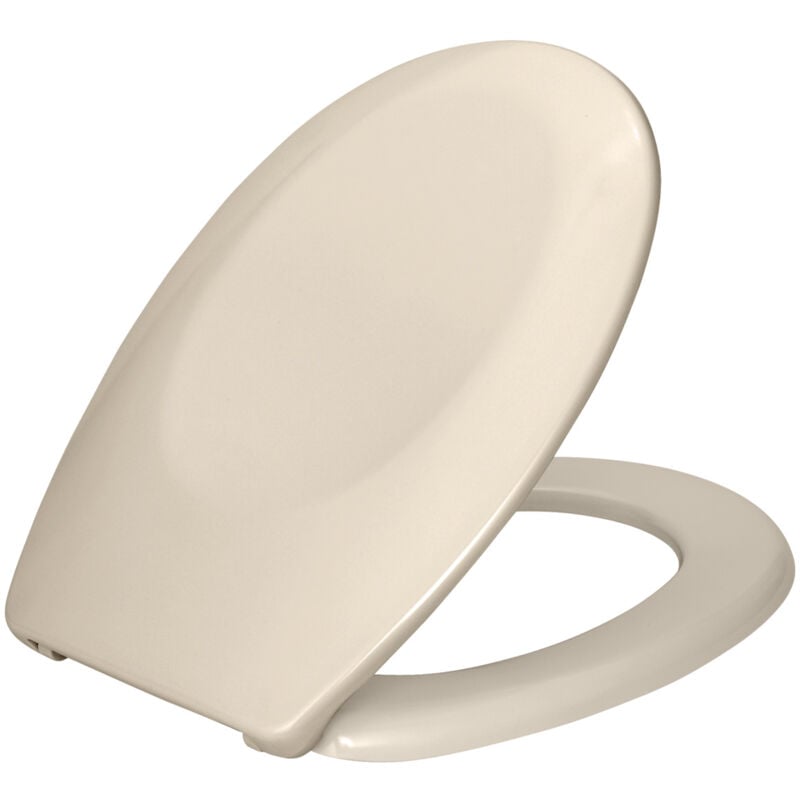 Wenko - Abattant wc Bergamo beige, abattant wc avec fixation réglable en acier inox, Duroplast antibactérien, 35 x 44.4 cm, Beige