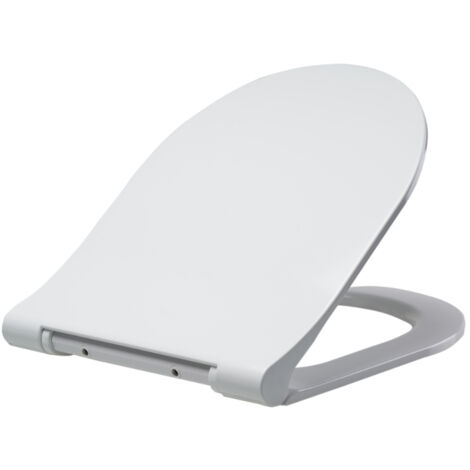 GODART Abattant WC blanc de forme droite en duroplast antibactérien avec fermeture ralentie, réglable et déclipsable - Samara