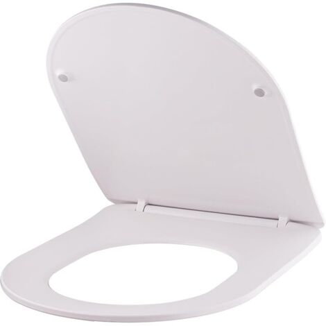Abattant WC blanc universel clipsable/nettoyage facile - lunette de toilettes Thermodur extra plat frein de chute forme D NOYON & THIEBAULT