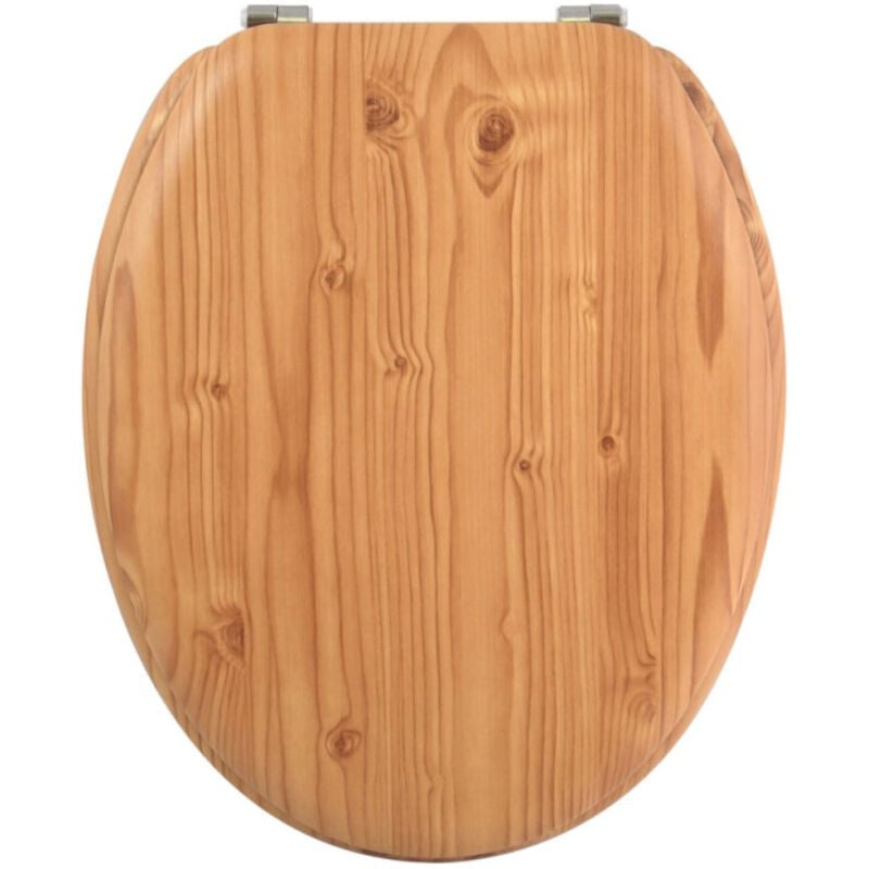 MSV - Abattant wc mdf en Décor Pin Marron - Charnières Inox