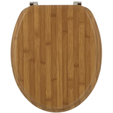Abattant wc bois moule 18 pouces attaches acier inoxydable - facon bambou - Tendance