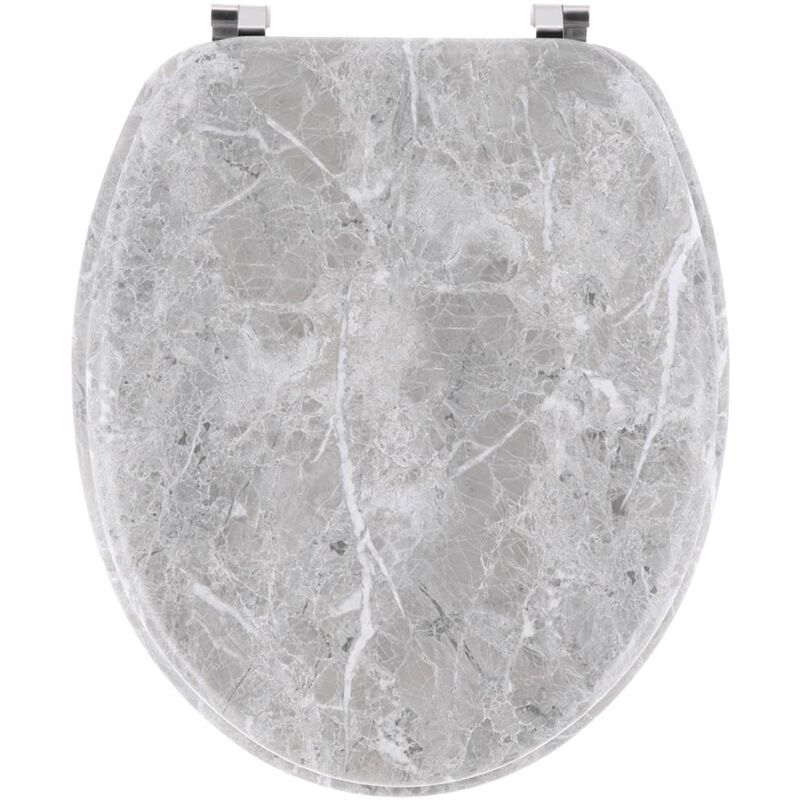 Abattant wc bois moule 18 pouces attaches acier inoxydable - facon marbre Tendance