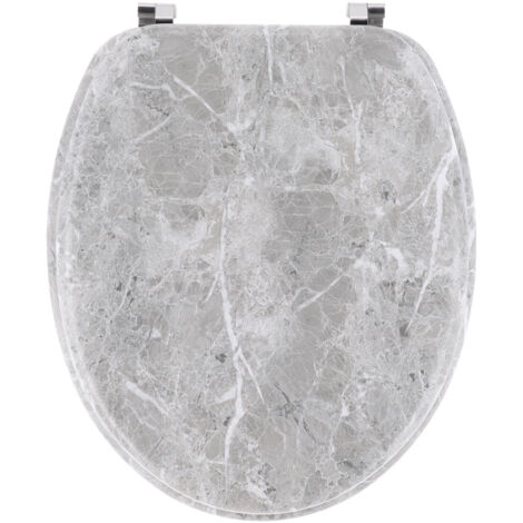 Abattant wc bois moule 18 pouces attaches acier inoxydable - facon marbre - Tendance